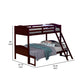 Laro Twin over Full Bunk Bed Attached Ladder Guard Rails Brown Wood By Casagear Home BM307136