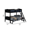 Laro Twin over Full Bunk Bed Attached Ladder Guard Rails Black Wood By Casagear Home BM307137