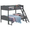 Laro Twin over Full Bunk Bed Attached Ladder Guard Rails Gray Wood By Casagear Home BM307139