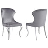 Cian 22 Inch Dining Chair Curved Cabriole Legs Gray Velvet Set of 2