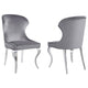 Cian 22 Inch Dining Chair Curved Cabriole Legs Gray Velvet Set of 2