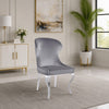 Cian 22 Inch Dining Chair, Curved, Cabriole Legs, Gray Velvet, Set of 2