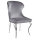 Cian 22 Inch Dining Chair, Curved, Cabriole Legs, Gray Velvet, Set of 2