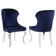 Cian 22 Inch Dining Chair Curved Cabriole Legs Blue Velvet Set of 2