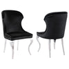 Cian 22 Inch Dining Chair Curved Cabriole Legs Black Velvet Set of 2