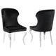 Cian 22 Inch Dining Chair Curved Cabriole Legs Black Velvet Set of 2