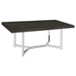 72 Inch Dining Table Rectangular Dark Oak Top Chrome Trestle Base By Casagear Home BM307146