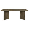 80 Inch Dining Table Rectangular Brown Mango Wood Double V Shaped Base By Casagear Home BM307148