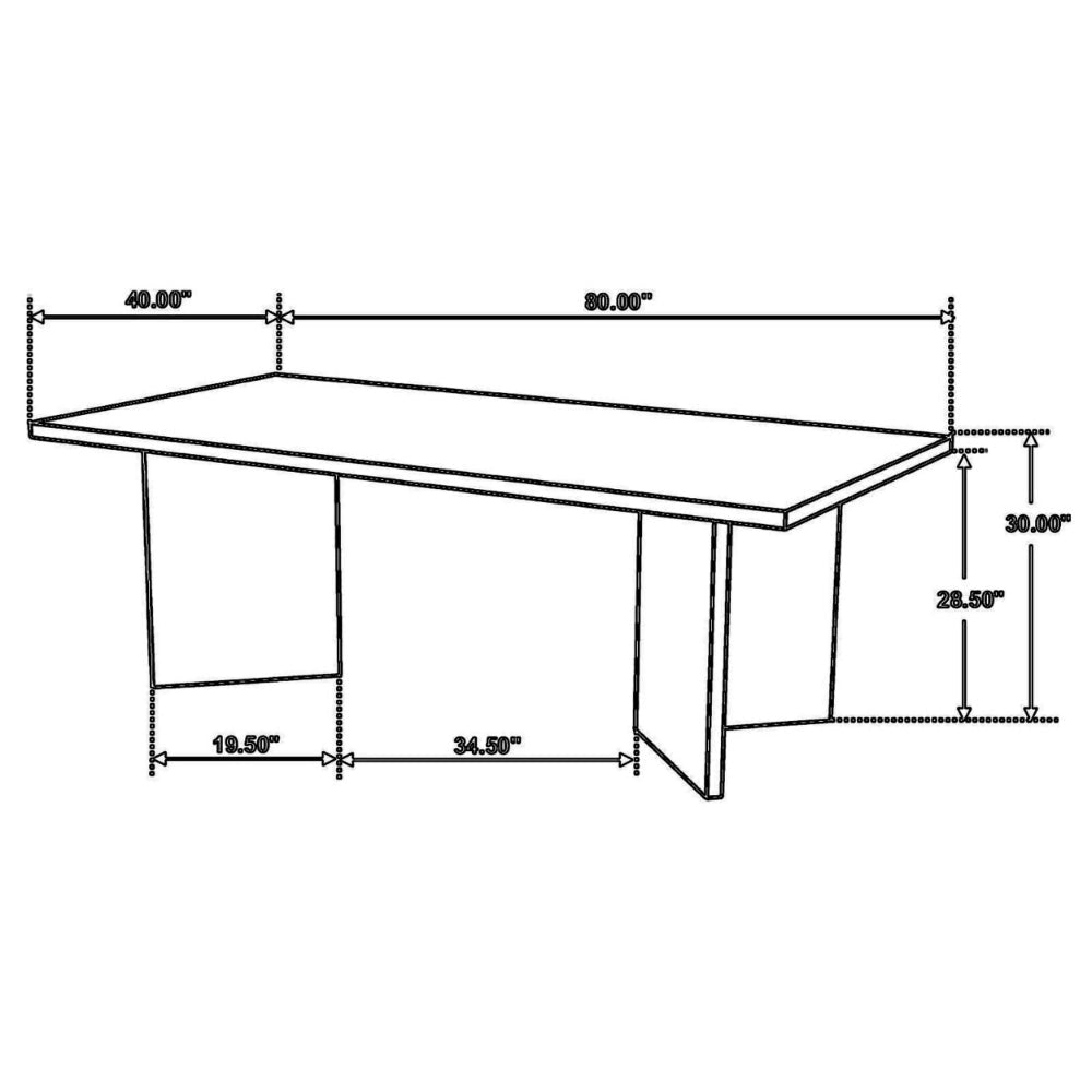 80 Inch Dining Table Rectangular Brown Mango Wood Double V Shaped Base By Casagear Home BM307148