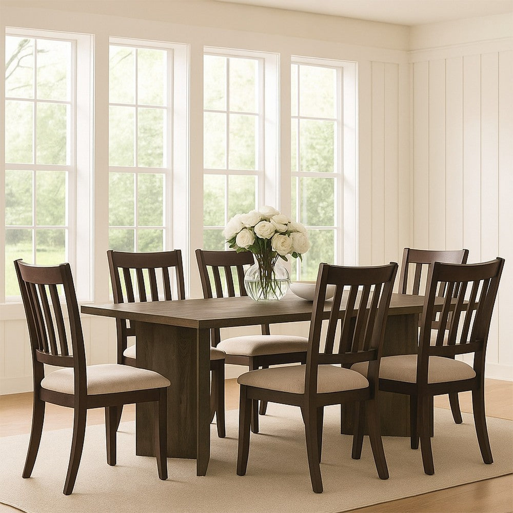 80 Inch Dining Table, Rectangular, Brown Mango Wood, Double V Shaped Base By Casagear Home