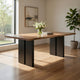 80 Inch Wood Dining Table, Rectangular, Double Pedestal Base, Brown, Black