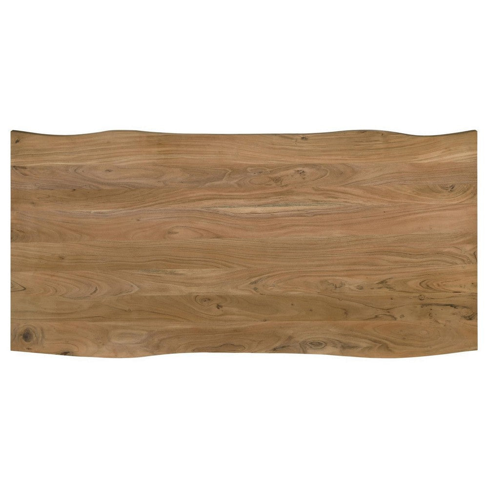 80 Inch Wood Dining Table Rectangular Double Pedestal Base Brown Black BM307149