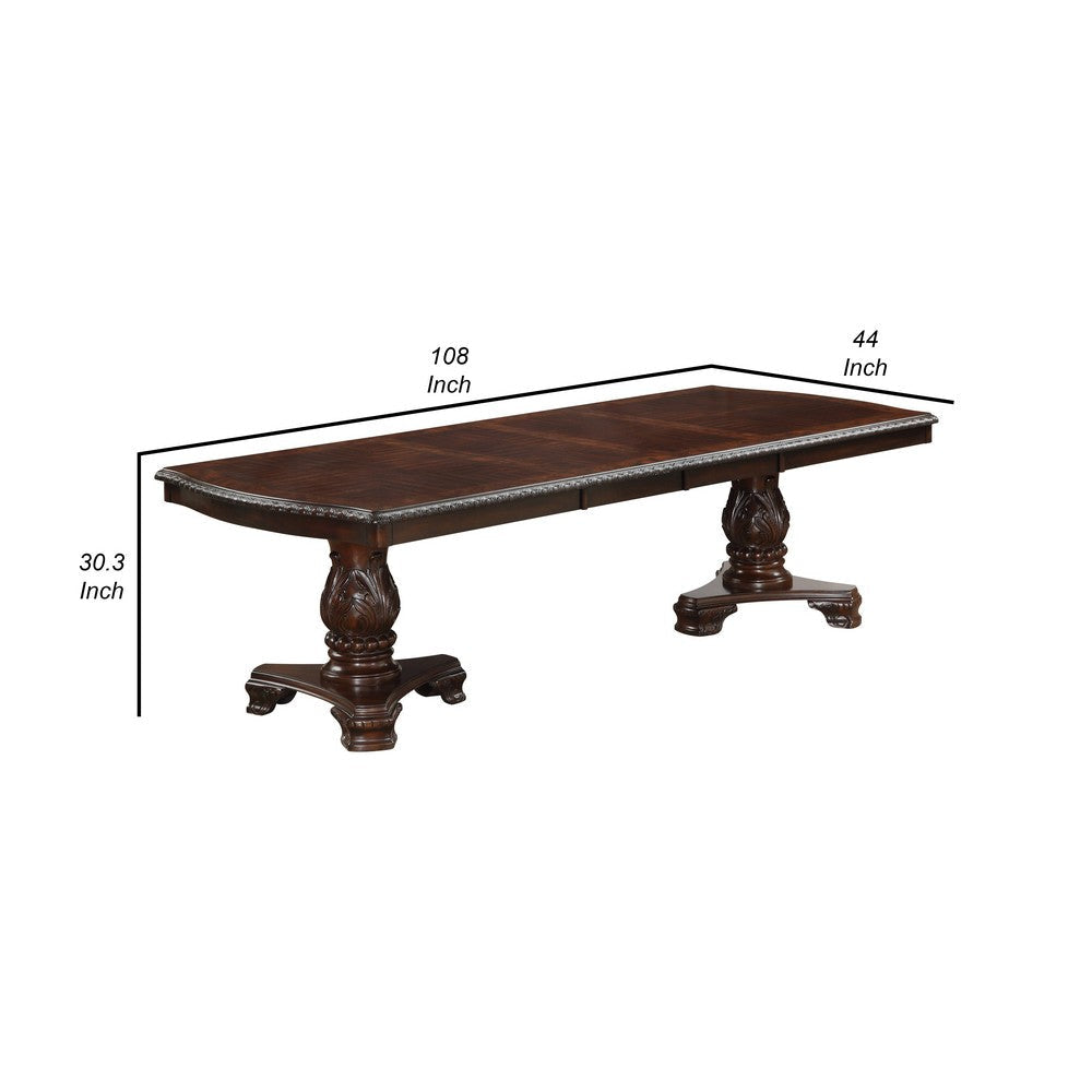 Cary 108 Inch Dining Table Rectangular Classical Wood Details Dark Brown By Casagear Home BM307215