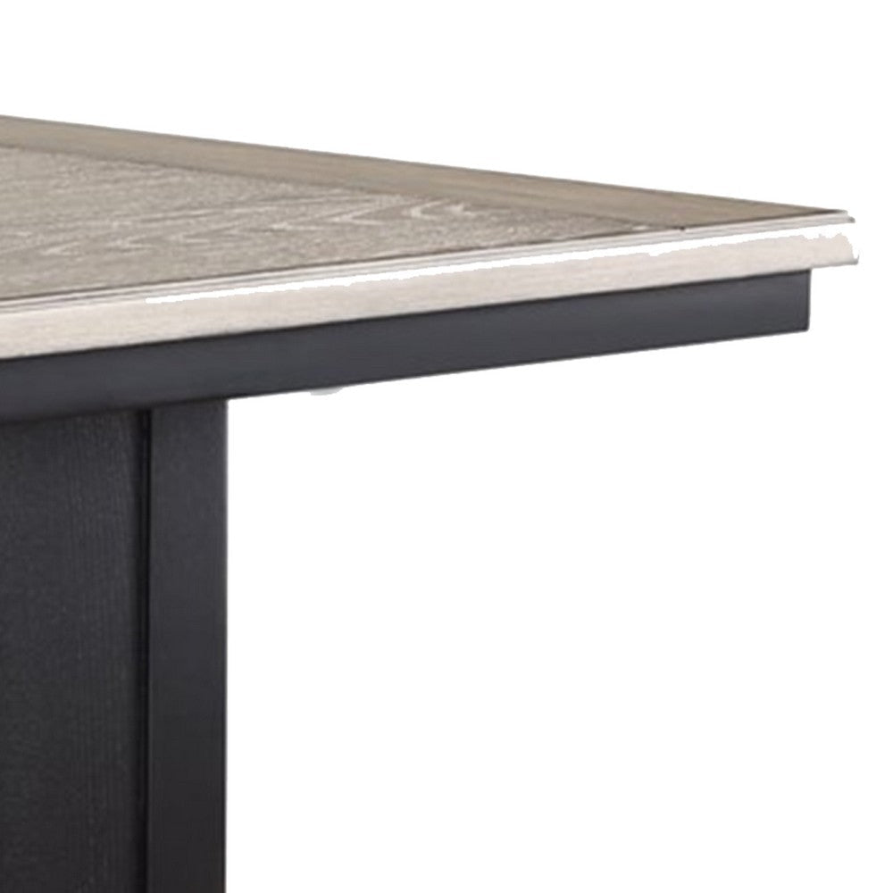 Kara 60 Inch Counter Height Dining Table Lower Shelves Wood Black Beige By Casagear Home BM307218