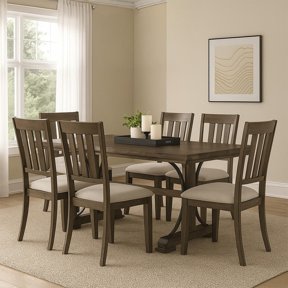 Nancy 71 Inch Counter Height Dining Table, Rectangular Top, Wood, Brown  By Casagear Home