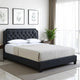 Shiran King Size Bed, Tufted Fabric Upholstered Headboard, Wood, Black By Casagear Home