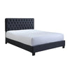 Jane King Size Bed, Low Profile, Tufted Fabric Upholstered Headboard, Black By Casagear Home