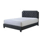 Jane King Size Bed Low Profile Tufted Fabric Upholstered Headboard Black By Casagear Home BM307226