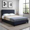 Jane King Size Bed, Low Profile, Tufted Fabric Upholstered Headboard, Black By Casagear Home