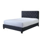 Jane Queen Size Bed Low Profile Black Tufted Fabric Upholstered Headboard By Casagear Home BM307227