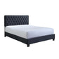 Jane Queen Size Bed Low Profile Black Tufted Fabric Upholstered Headboard By Casagear Home BM307227