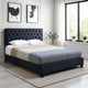 Jane Queen Size Bed, Low Profile, Black Tufted Fabric Upholstered Headboard By Casagear Home