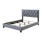 Mars Queen Size Platform Bed Tufted Fabric Upholstered Headboard Gray By Casagear Home BM307229