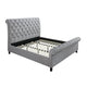 Magnolia King Size Bed Tufted Upholstered Rolled Top Headboard Gray By Casagear Home
