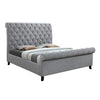 Magnolia King Size Bed Tufted Upholstered Rolled Top Headboard Gray By Casagear Home