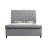 Magnolia Queen Size Bed Tufted Upholstered Rolled Top Headboard Gray By Casagear Home