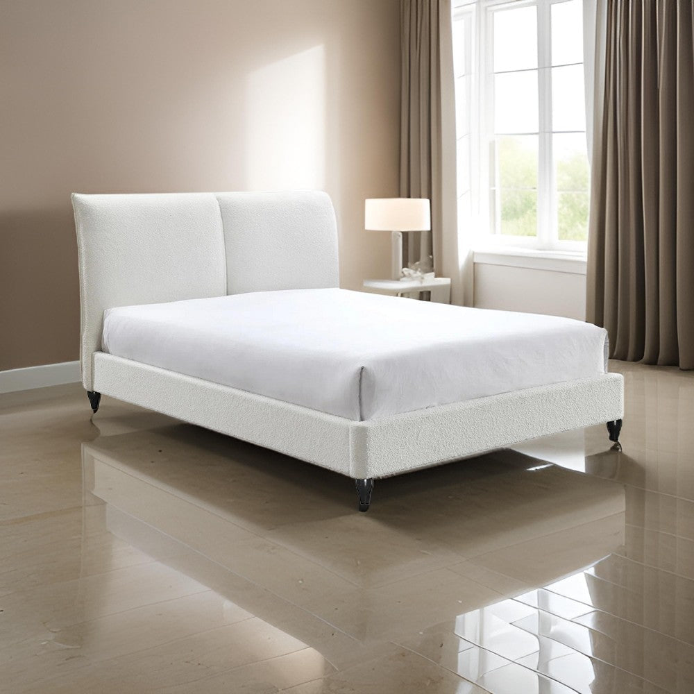 Sage King Size Bed, Low Profile, Cushioned Upholstered Headboard, Charcoal By Casagear Home