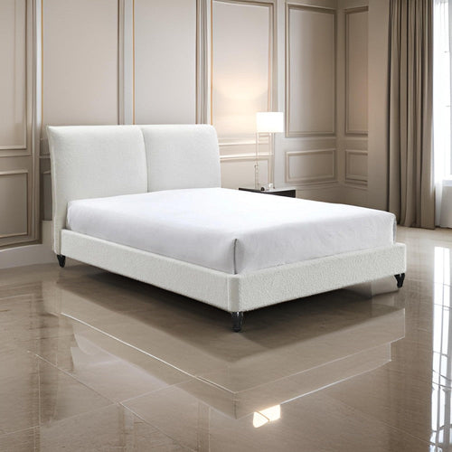 Sage Queen Size Bed, Low Profile, Cushioned Upholstered Headboard, Charcoal By Casagear Home