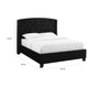 Elle King Size Bed Low Profile Button Tufted Upholstered Headboard Black BM307238
