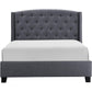 Elle Queen Size Bed Low Profile Gray Button Tufted Upholstered Headboard By Casagear Home BM307241