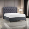 Elle Queen Size Bed, Low Profile, Gray Button Tufted Upholstered Headboard By Casagear Home