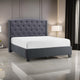 Elle Queen Size Bed, Low Profile, Gray Button Tufted Upholstered Headboard By Casagear Home