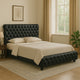 James Queen Size Bed, Platform Style, Button Tufted Black Velvet Upholstery By Casagear Home