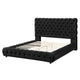 James Queen Size Bed Platform Style Button Tufted Black Velvet Upholstery By Casagear Home