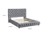 James King Size Bed Platform Style Button Tufted Gray Velvet Upholstery By Casagear Home BM307246