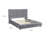 James Queen Size Bed Platform Style Button Tufted Gray Velvet Upholstery By Casagear Home BM307247