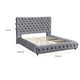 James Queen Size Bed Platform Style Button Tufted Gray Velvet Upholstery By Casagear Home BM307247