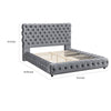 James Queen Size Bed Platform Style Button Tufted Gray Velvet Upholstery By Casagear Home BM307247