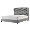 Kevin Queen Size Bed Button Tufted Gray Fabric Upholstery Low Profile By Casagear Home