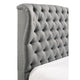 Kevin Queen Size Bed Button Tufted Gray Fabric Upholstery Low Profile By Casagear Home