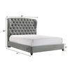 Kevin Queen Size Bed Button Tufted Gray Fabric Upholstery Low Profile By Casagear Home