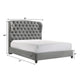 Kevin Queen Size Bed Button Tufted Gray Fabric Upholstery Low Profile By Casagear Home