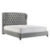 Kevin Queen Size Bed Button Tufted Gray Fabric Upholstery Low Profile By Casagear Home