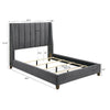Aegis Queen Size Bed Wingback Channel Tufted Charcoal Gray Upholstery By Casagear Home