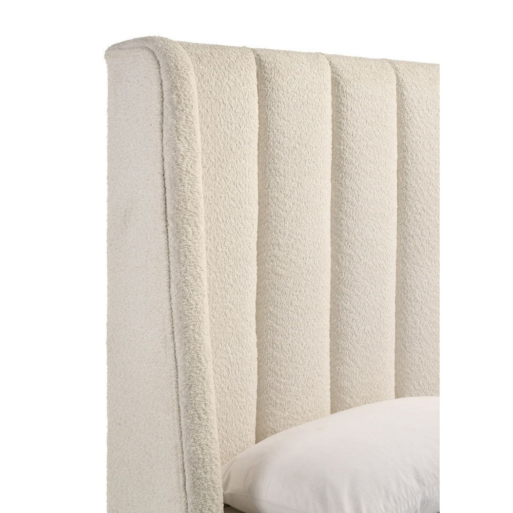 Aegis King Size Bed Wingback Channel Tufted Cream Beige Upholstery By Casagear Home