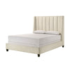 Aegis King Size Bed Wingback Channel Tufted Cream Beige Upholstery By Casagear Home